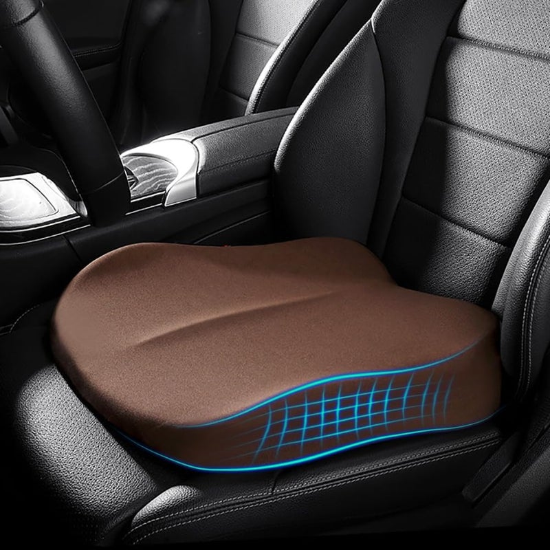 Putniu Adult Booster Car Seat Cushion, Wedge Memory Foam Pad for Driving Seat, Effectively Increase Height by 3.94 inch, Car Travel Accessories for Long Trips, (Coffee) - Image 1